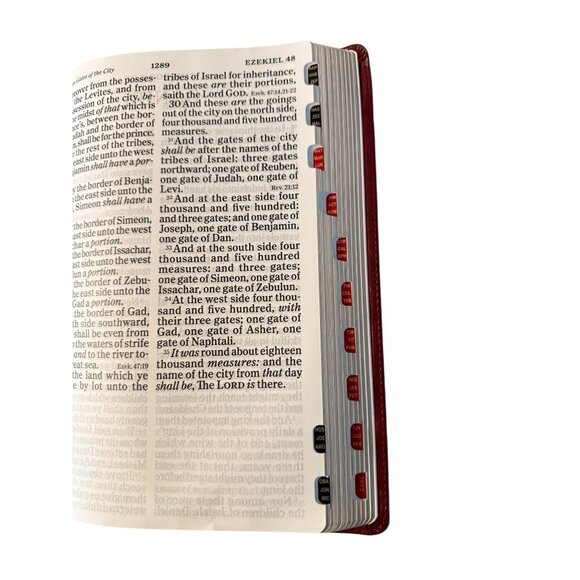 Giant Print KJV Holy Bible Faux Leather Cover Red Decorative Tabs Red Letter - Picture 3 of 10